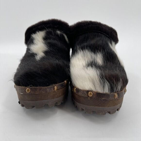 Tessa Swedish Clogs Womens‎ 40 Mountain Sole Cow Shearling Animal Print Colorado - Picture 2 of 12